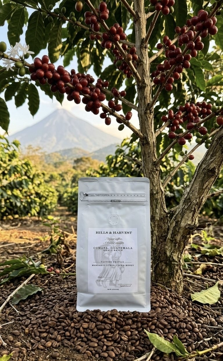 Hills & Harvest First Drop coffee bag — product detail view